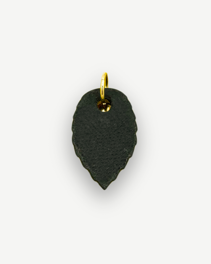 Black and Gold Leaf Porcelain Charm