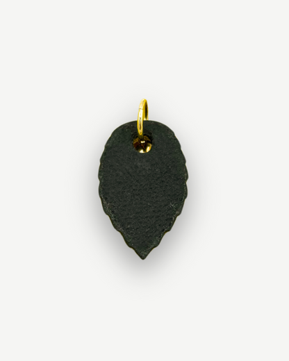 Black and Gold Leaf Porcelain Charm