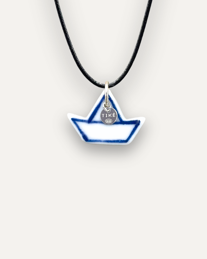 Blue Little Boat Porcelain Charm