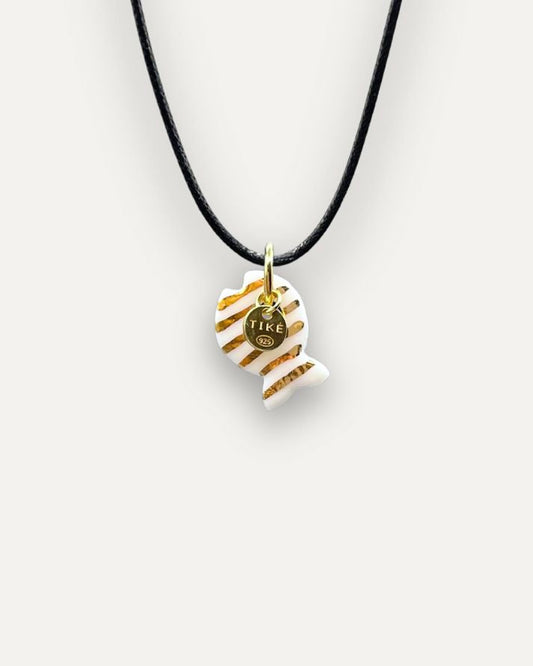 Charm in Porcellana Pesce Oro Righe