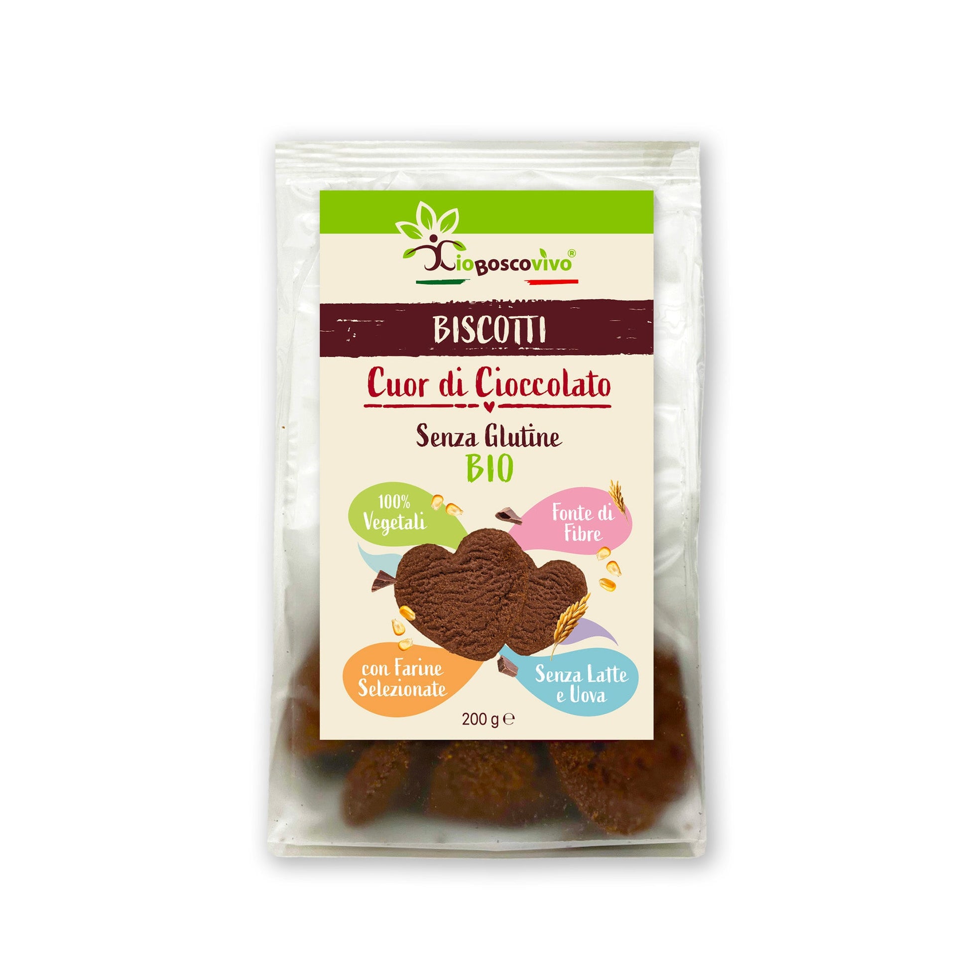 Biscotti senza Glutine al Cacao e gocce di Cioccolato fondente BIO 200g
