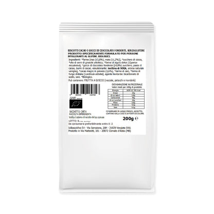Biscotti senza Glutine al Cacao e gocce di Cioccolato fondente BIO 200g