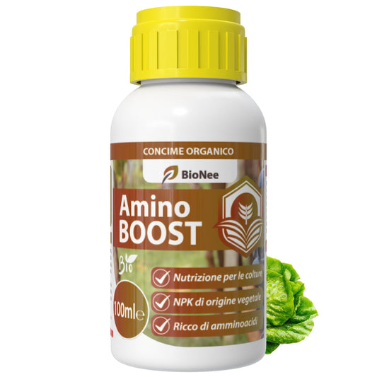 Amino BOOST, Concime Organico NPK per Colture Biologiche, Concime Biologico per uso fogliare e radicale 100ml