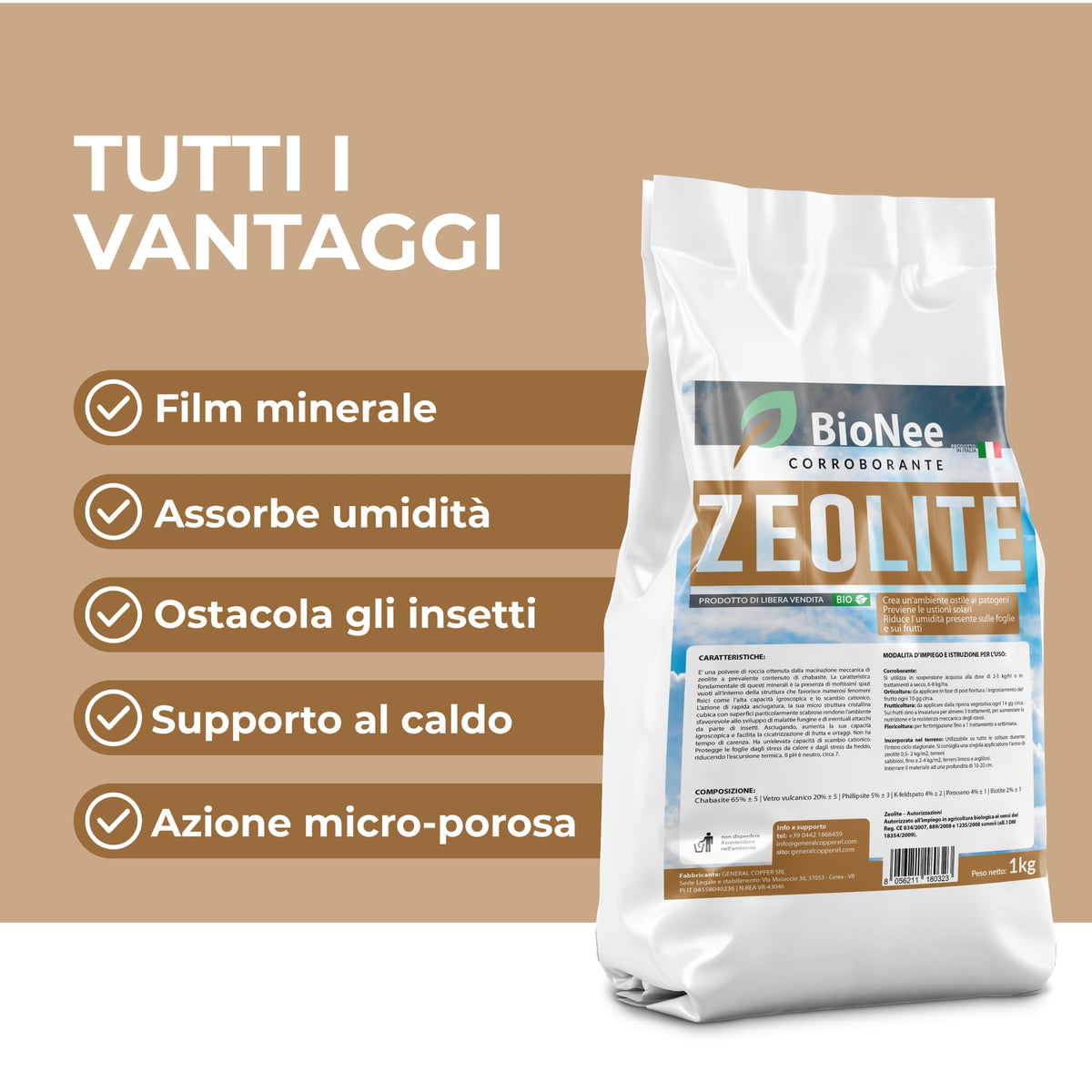 Bionee_ZEOLITE Potenzia le Difese naturali IN POLVERE PURA ULTRA MICRONIZZATA 20MY 1 kg