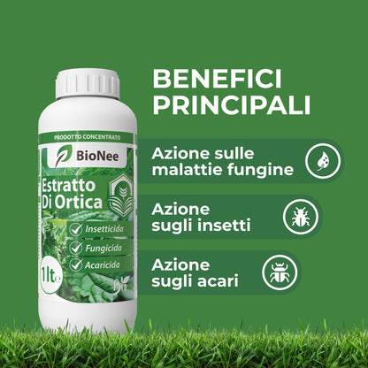 Estratto di Ortica Concentrato 1L – Insetticida Naturale, Fungicida e Acaricida – Uso Biologico – Idrosolubile, per Orto, Frutteto e Piante da Giardino
