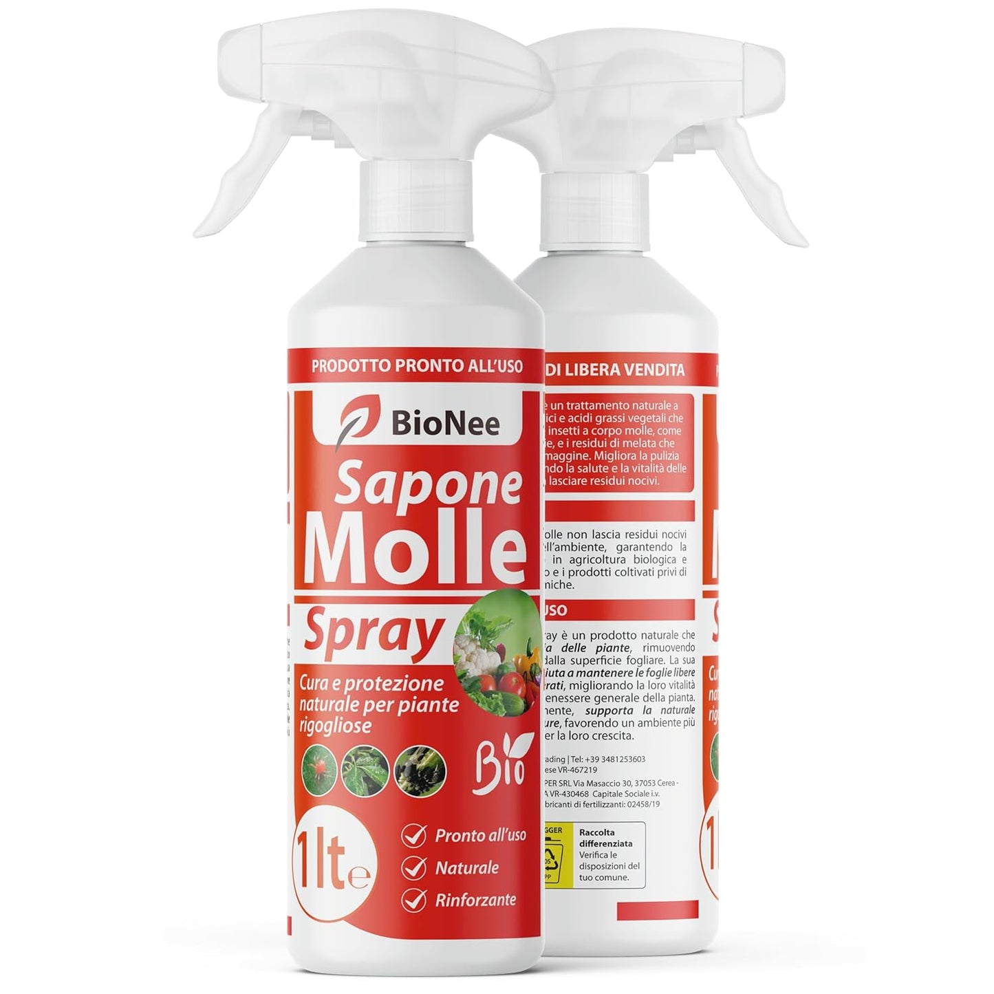 Savon Molle Potassique Spray 1 lt – Insecticide Naturel pour Plantes, Pucerons, Cochenilles, Effet Tonifiant et Nettoyant Miellat