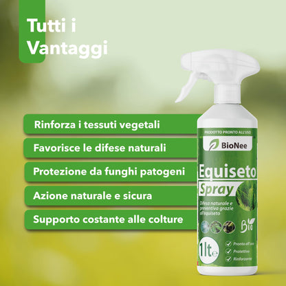 Equiseto Spray 1 l | Pronto all’Uso | Protettivo Naturale Preventivo | Difesa contro Oidio e Peronospora | Per Orti, Frutteti e Colture Biologiche