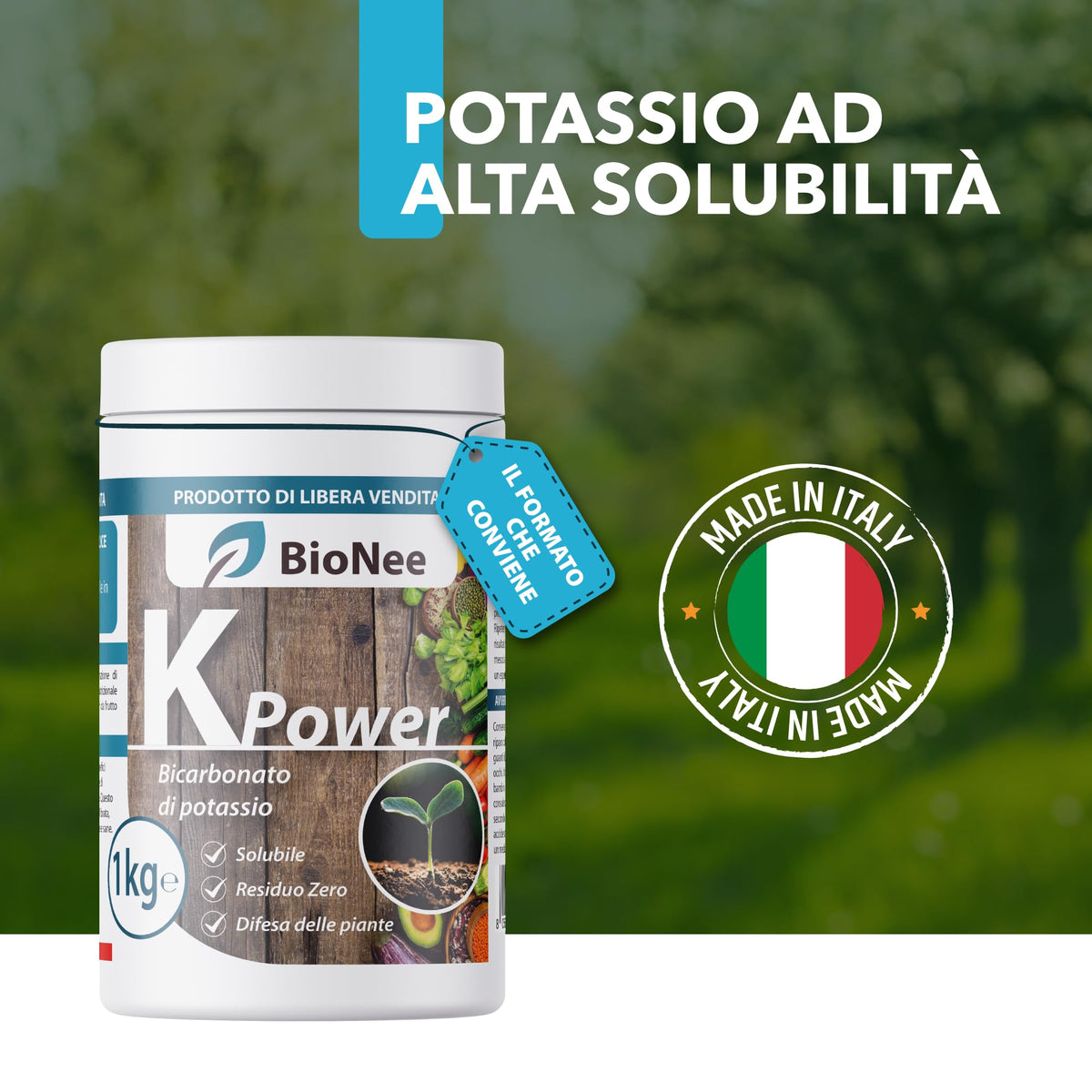 Bicarbonate de Potassium Pur - Engrais Antifongique pour Plantes, Potager et Arbres Fruitiers, Favorise la Croissance et la Santé Végétale - 1 kg - FBA