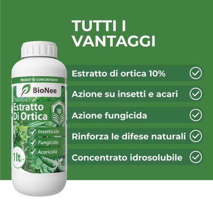 Estratto di Ortica Concentrato 1L – Insetticida Naturale, Fungicida e Acaricida – Uso Biologico – Idrosolubile, per Orto, Frutteto e Piante da Giardino