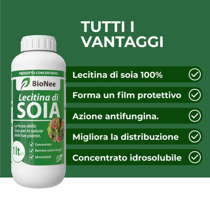Lecitina di Soia 1L – Sostanza di Base Naturale | Concentrato Idrosolubile per Uso Agricolo | Barriera Protettiva contro Funghi | Per Piante da Frutto, Ortive e Ornamentali