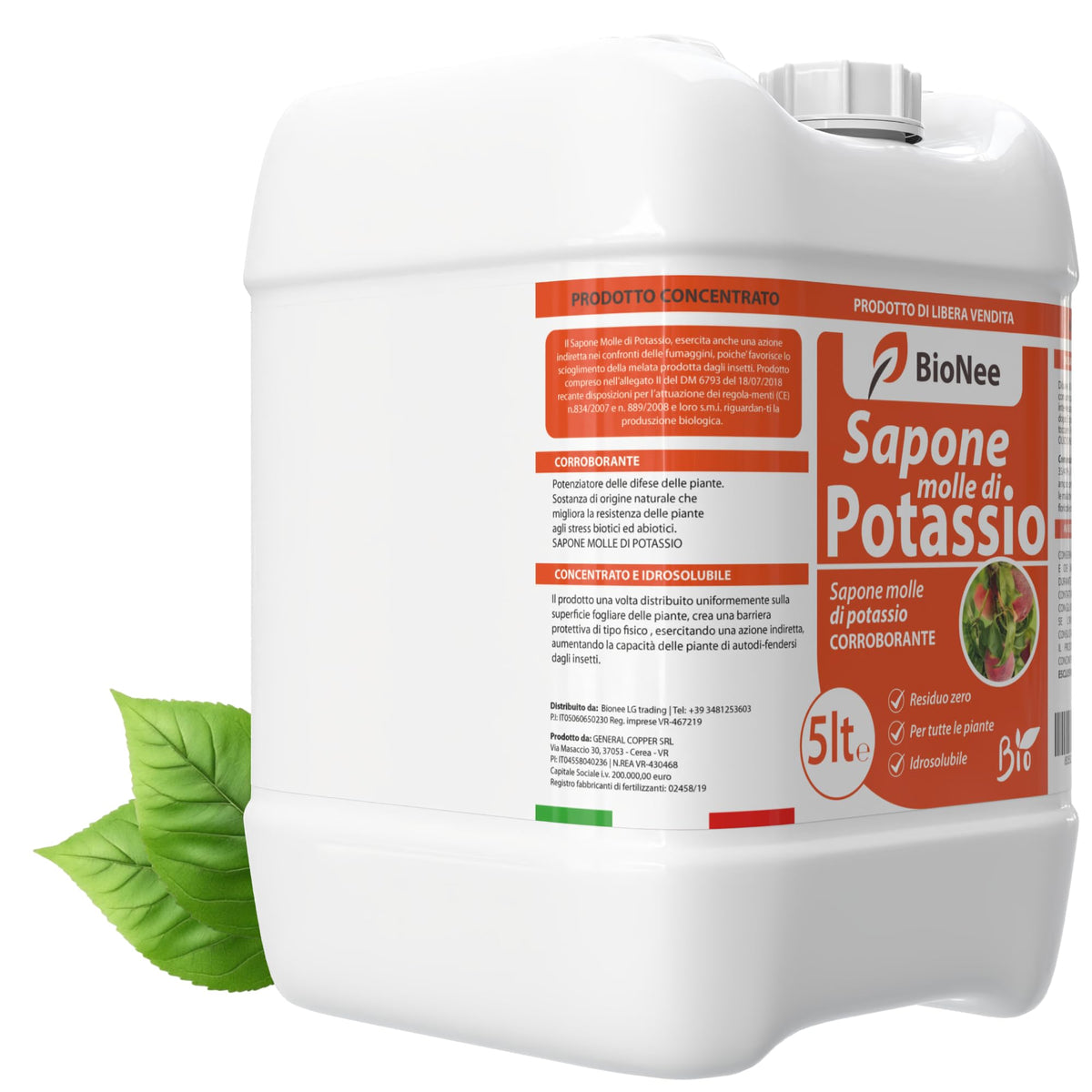 Sapone Molle Potassico per Piante (5 Litri) – Insetticida ad Azione Abbattente contro Afidi e Cocciniglia, con Effetto Corroborante Naturale e Azione Lavante sulla Melata