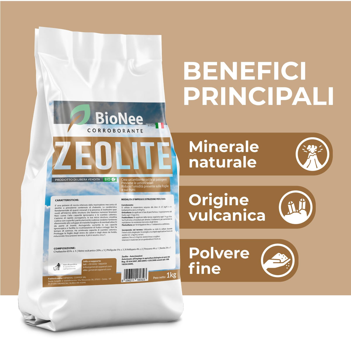 Bionee_ZEOLITE Potenzia le Difese naturali IN POLVERE PURA ULTRA MICRONIZZATA 20MY 1 kg