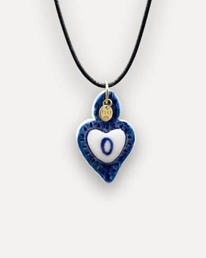 Charm in Porcellana Cuore Blu - Lettera O