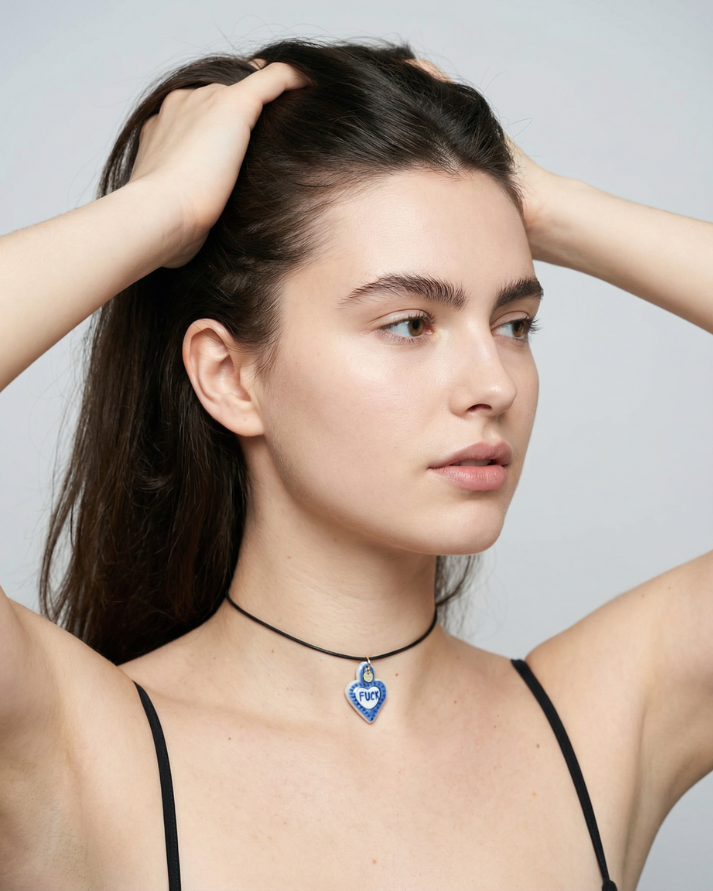 Rebel Blue Heart Porcelain Charm