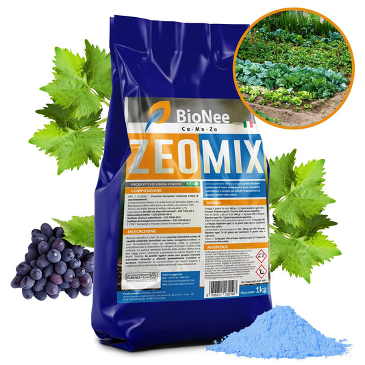 Bionee ZeoMix Cu-Mn-Zn 1 Kg – Fertilizante Mineral à Base de Zeólita com Cobre, Manganês e Zinco | Proteção Natural contra Patógenos e Estresses Ambientais | Para Horta, Pomar, Videira e Plantas Ornamentais