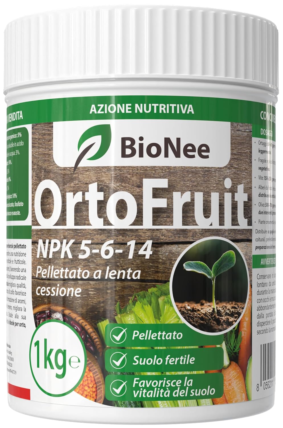 OrtoFruit – Engrais Organo-Mineral Granulé NPK 5-6-14 Biologique | Nutrition Naturelle et Progressive | Pour Potager, Verger, Vigne et Olivier 1 kg