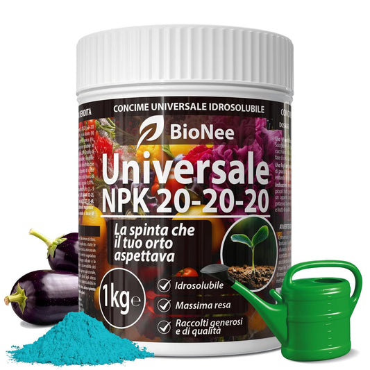 Bionee Universel NPK 20-20-20, Engrais Hydrosoluble pour Potager, Verger et Jardin | Nutrition Complète et Rapide, 1 Kg