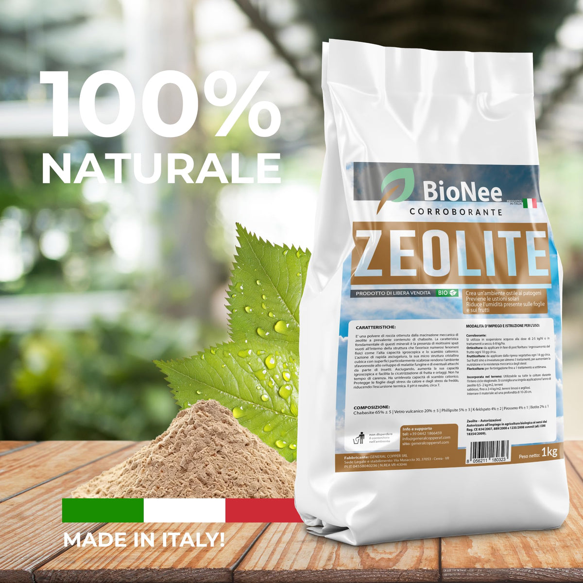 Bionee_ZEOLITE Potenzia le Difese naturali IN POLVERE PURA ULTRA MICRONIZZATA 20MY 1 kg