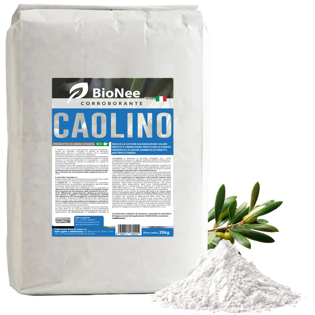 Caolino corroborante potenziatore difese naturali MOSCA DELL'OLIVO 25 kg