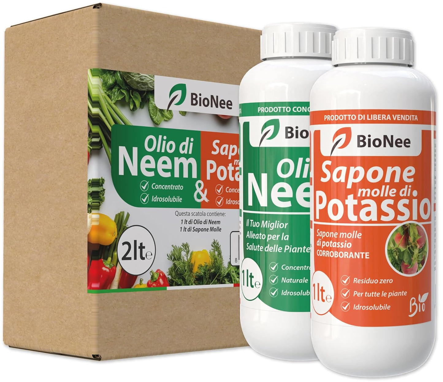 Neemöl - biologisches natürliches Insektizid, wasserlöslich (1 Liter) + Kaliumseife Weichseife (1 Liter)