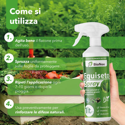 Equiseto Spray 1 l | Pronto all’Uso | Protettivo Naturale Preventivo | Difesa contro Oidio e Peronospora | Per Orti, Frutteti e Colture Biologiche