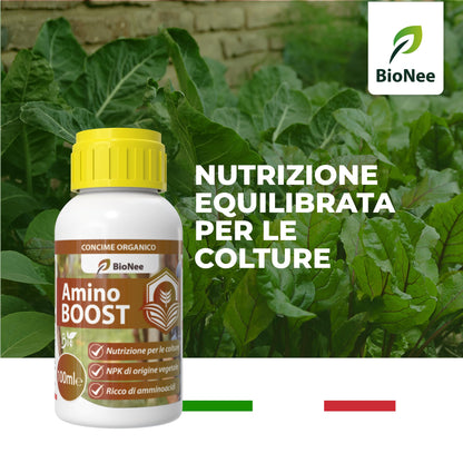 Amino BOOST, Concime Organico NPK per Colture Biologiche, Concime Biologico per uso fogliare e radicale 100ml