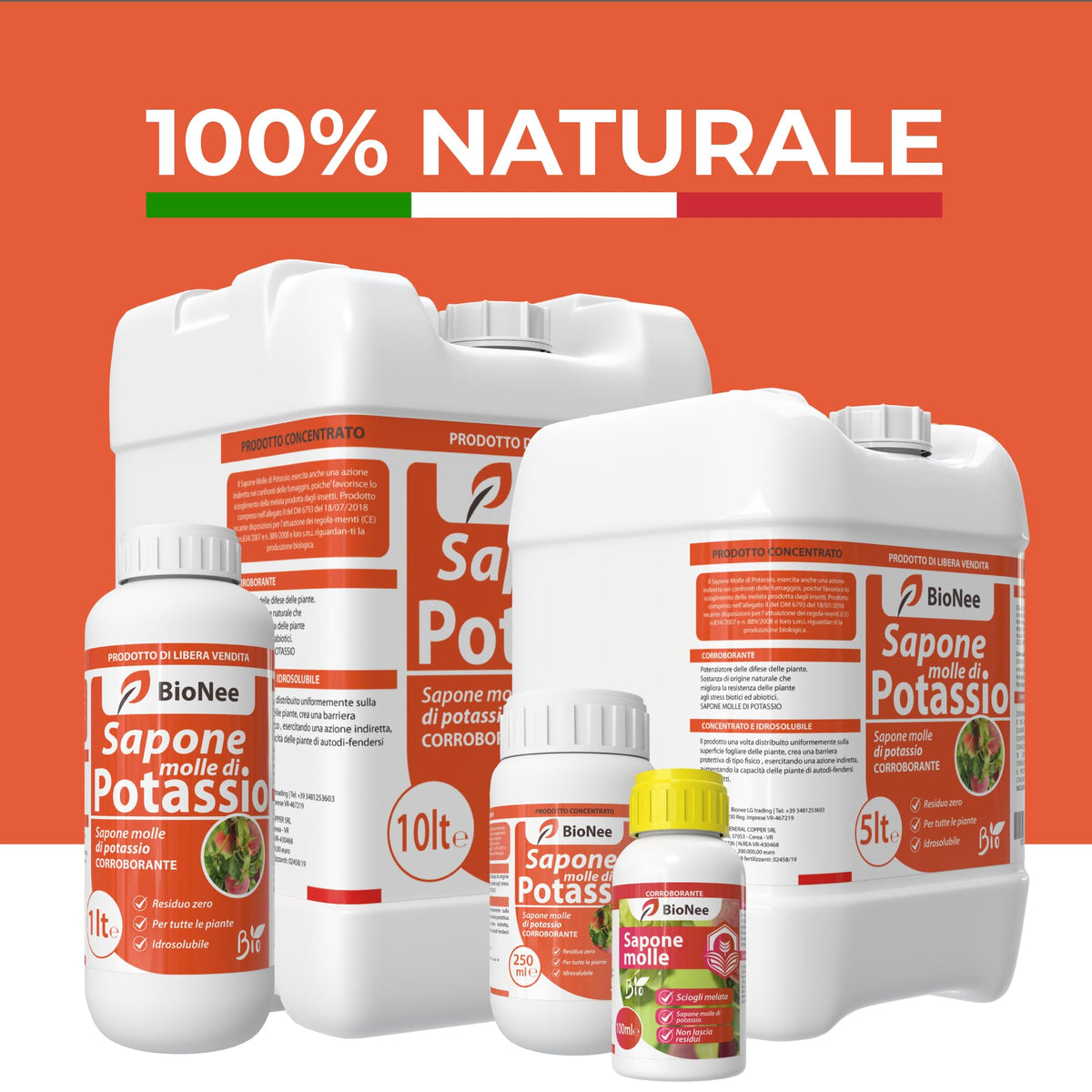 Bionee_Sapone molle di potassio POTENZIATORE DIFESE NATURALI DELLE PIANTE - 1 lt