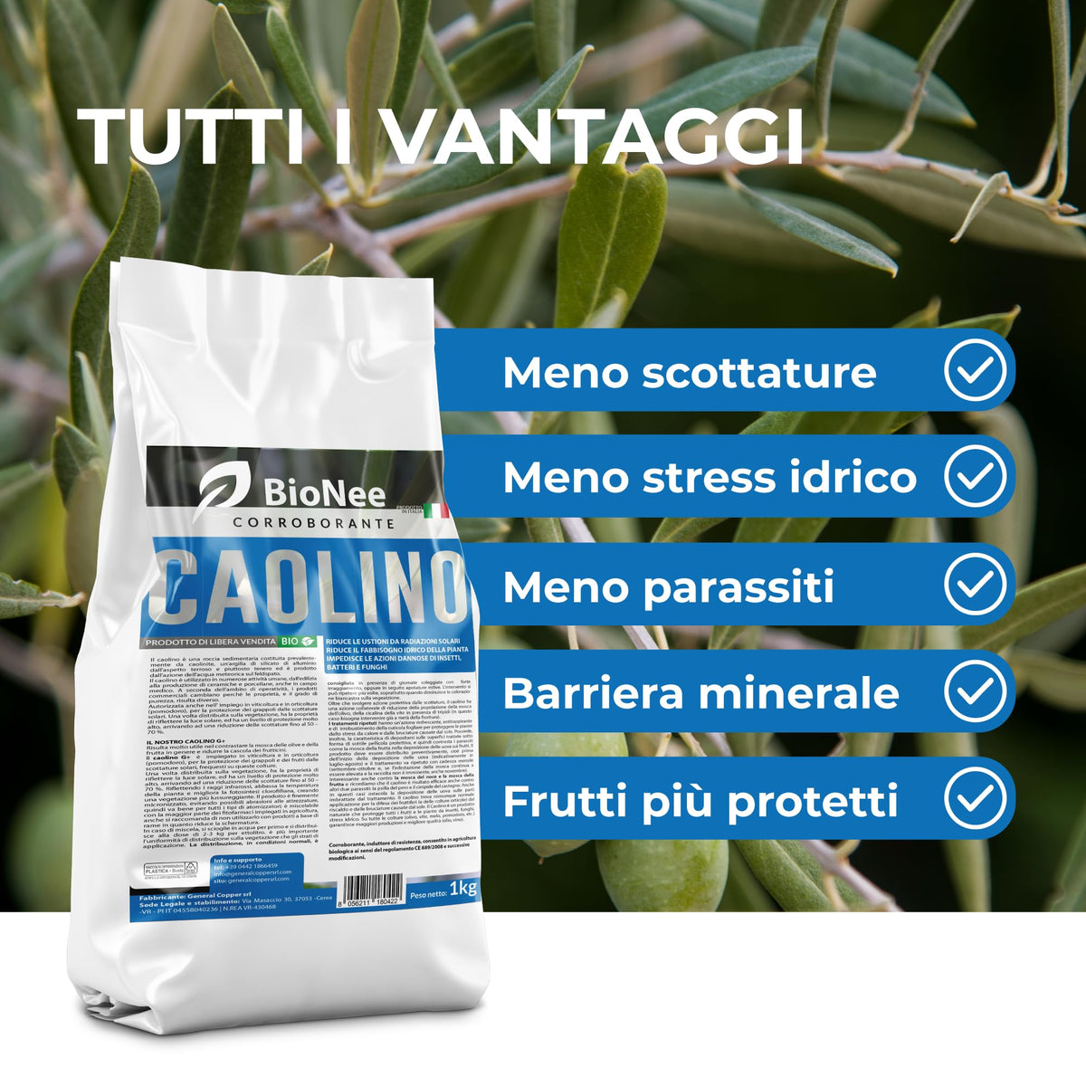 Caolino corroborante potenziatore difese naturali MOSCA DELL'OLIVO 25 kg