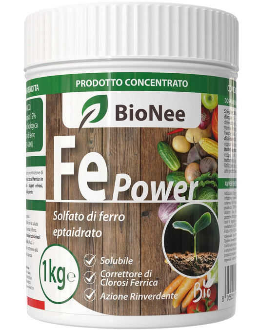 Sulfato de hierro heptahidratado 1kg – Fertilizante inorgánico 19% hierro soluble en agua – Revitalizante para clorosis férrica – Uso en agricultura biológica