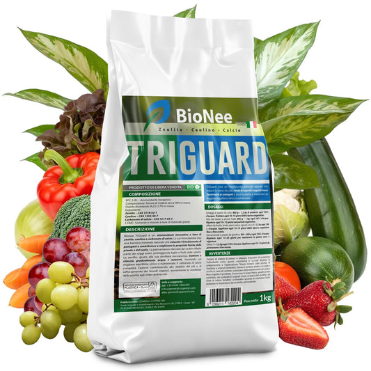 Bionee TriGuard – Fortificante à Base de Zeólita, Caulim e Carbonato de Cálcio | Barreira Mineral Natural contra Estresse Solar e Patógenos | Para Horta, Pomar, Videira e Jardim – 1 Kg