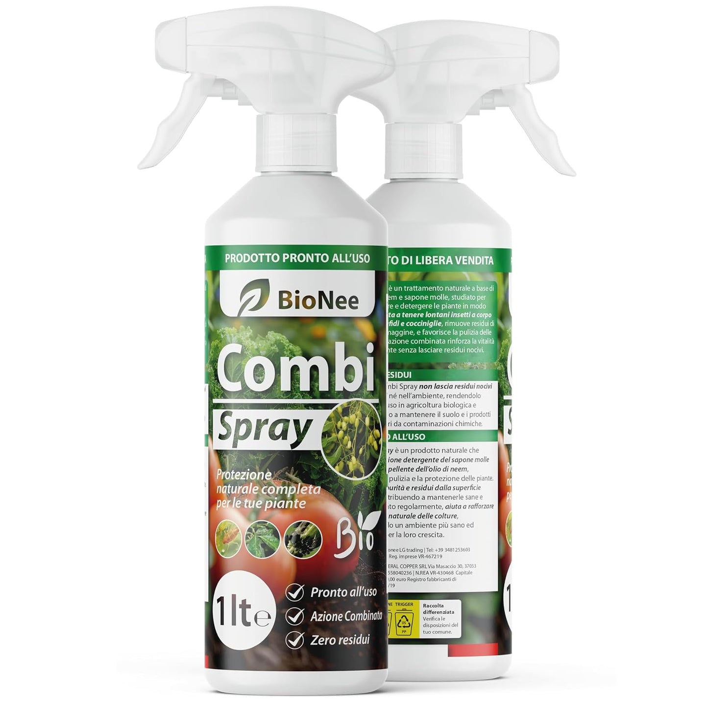 Combi Spray 1 lt | Con Aceite de Neem y Jabón Suave | Natural y Listo para Usar | Anti-Pulgones, Cochinillas y Negrilla | Protege y Limpia las Plantas