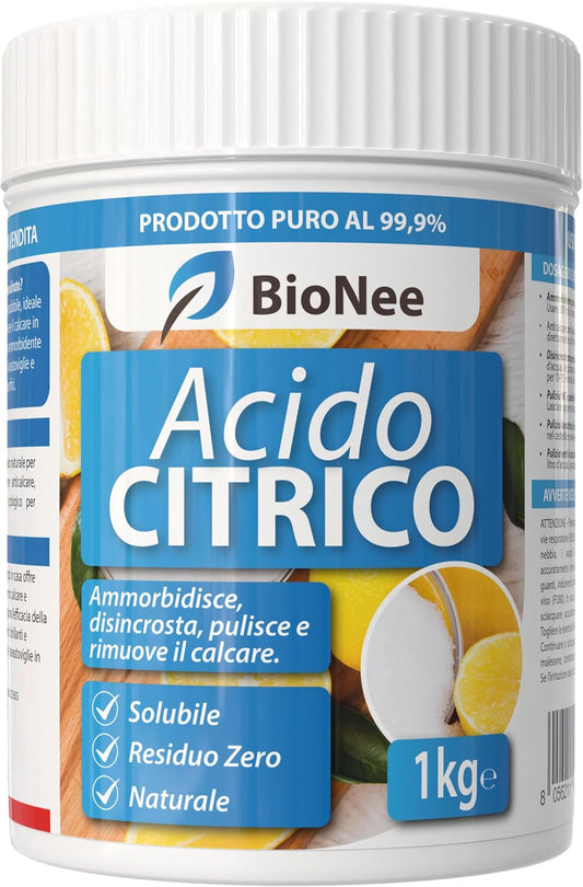 Reines Monohydrat Zitronensäure 99,9% – 1 kg | Natürlich, Löslich, Rückstandsfrei | Weichspüler für Waschmaschine, Entkalker für Geschirrspüler, Ökologischer Entkalker