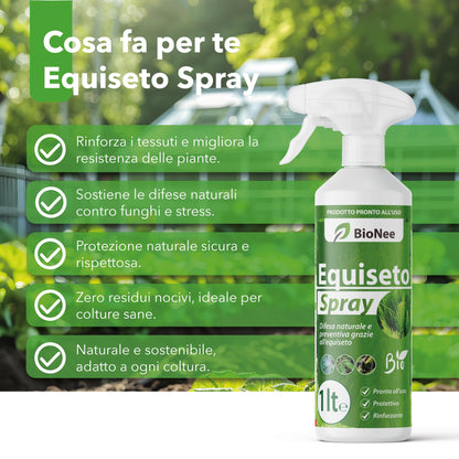 Equiseto Spray 1 l | Pronto all’Uso | Protettivo Naturale Preventivo | Difesa contro Oidio e Peronospora | Per Orti, Frutteti e Colture Biologiche