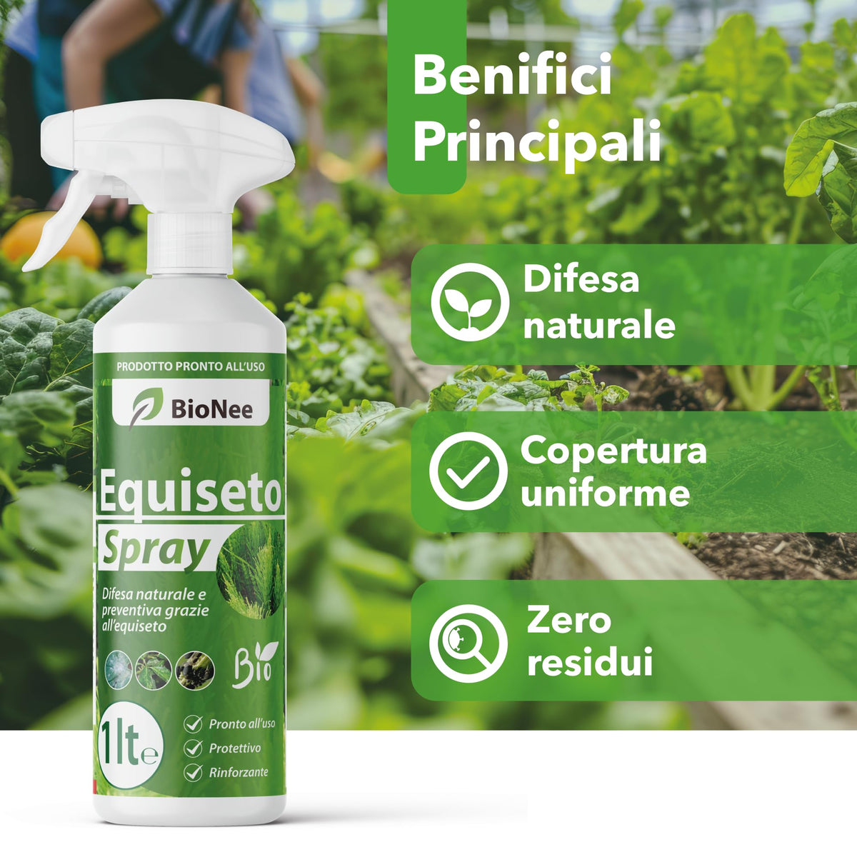 Equiseto Spray 1 l | Pronto all’Uso | Protettivo Naturale Preventivo | Difesa contro Oidio e Peronospora | Per Orti, Frutteti e Colture Biologiche