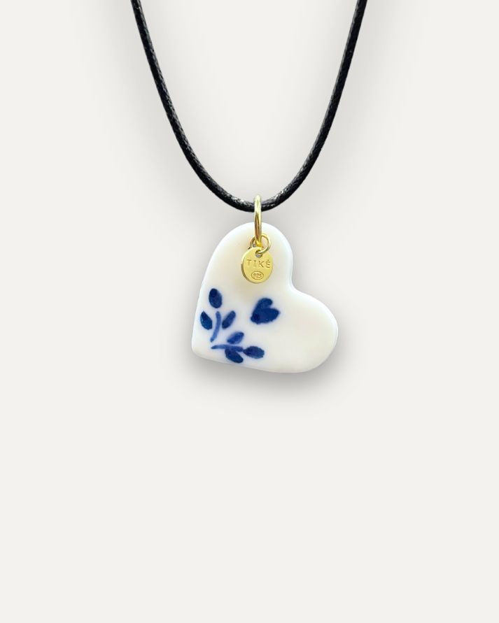 Charm in Porcellana Cuore Blu Fiorito