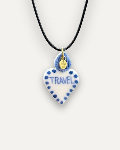 Charm in Porcellana Cuore Travel Blu