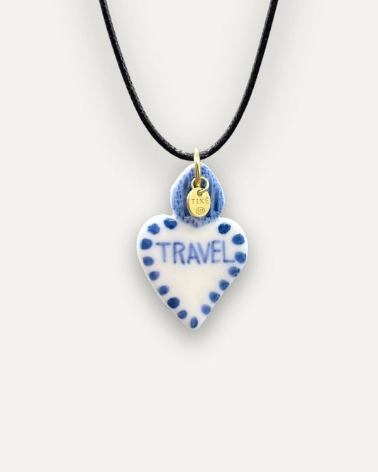 Charm in Porcellana Cuore Travel Blu
