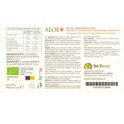 Organic Freeze-Dried Aloe Arborescens | ALOE ND | Concentrated Supplement - 14 Vials