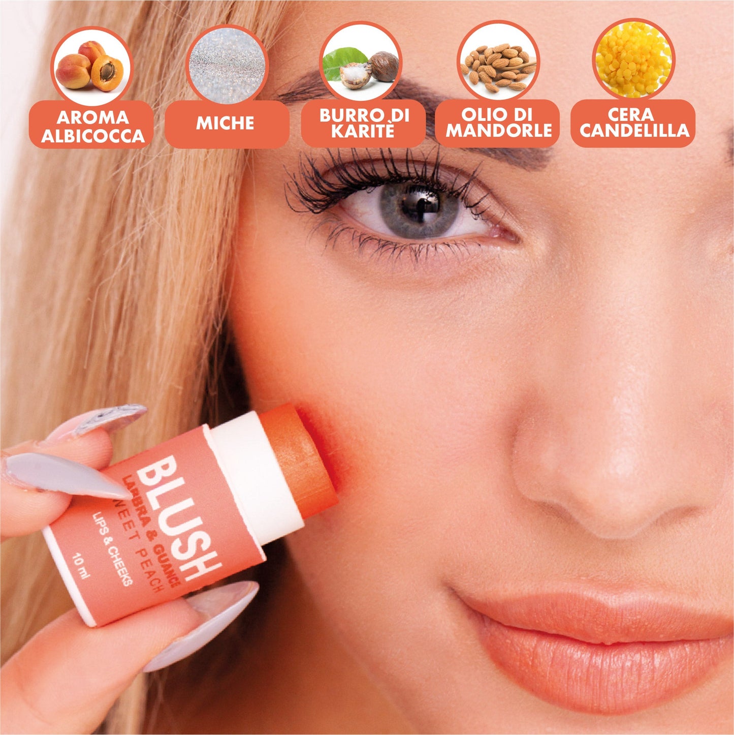 Blush para Lábios e Bochechas - Pêssego Doce