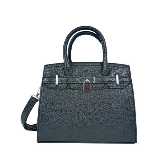 Elegant Black Bag with Silver Finishes
