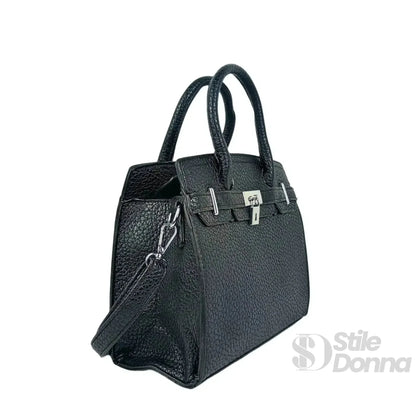 Borsa Elegante Nera Finiture Argento