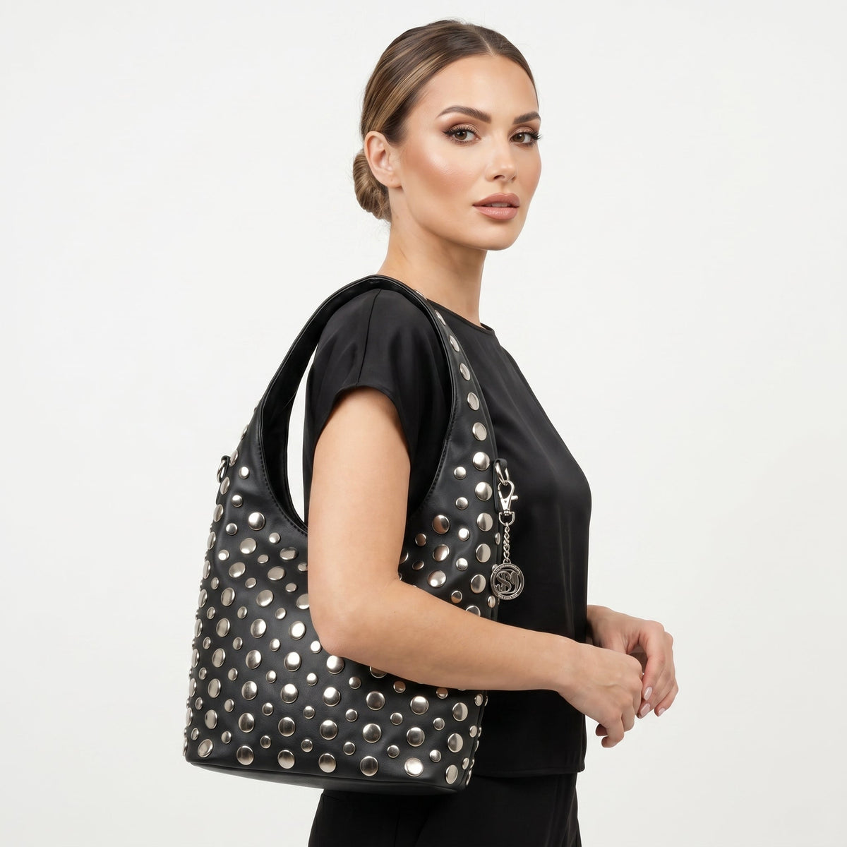Silver Dot mittelgroße Tasche aus Kunstleder