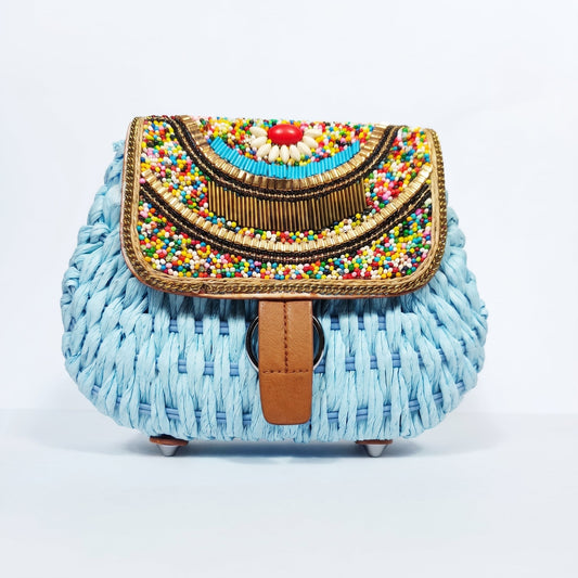 Braided Raffia Crossbody Bag