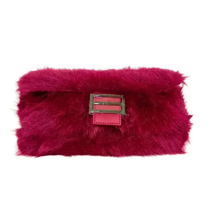 Rote Handtasche aus Kunstpelz