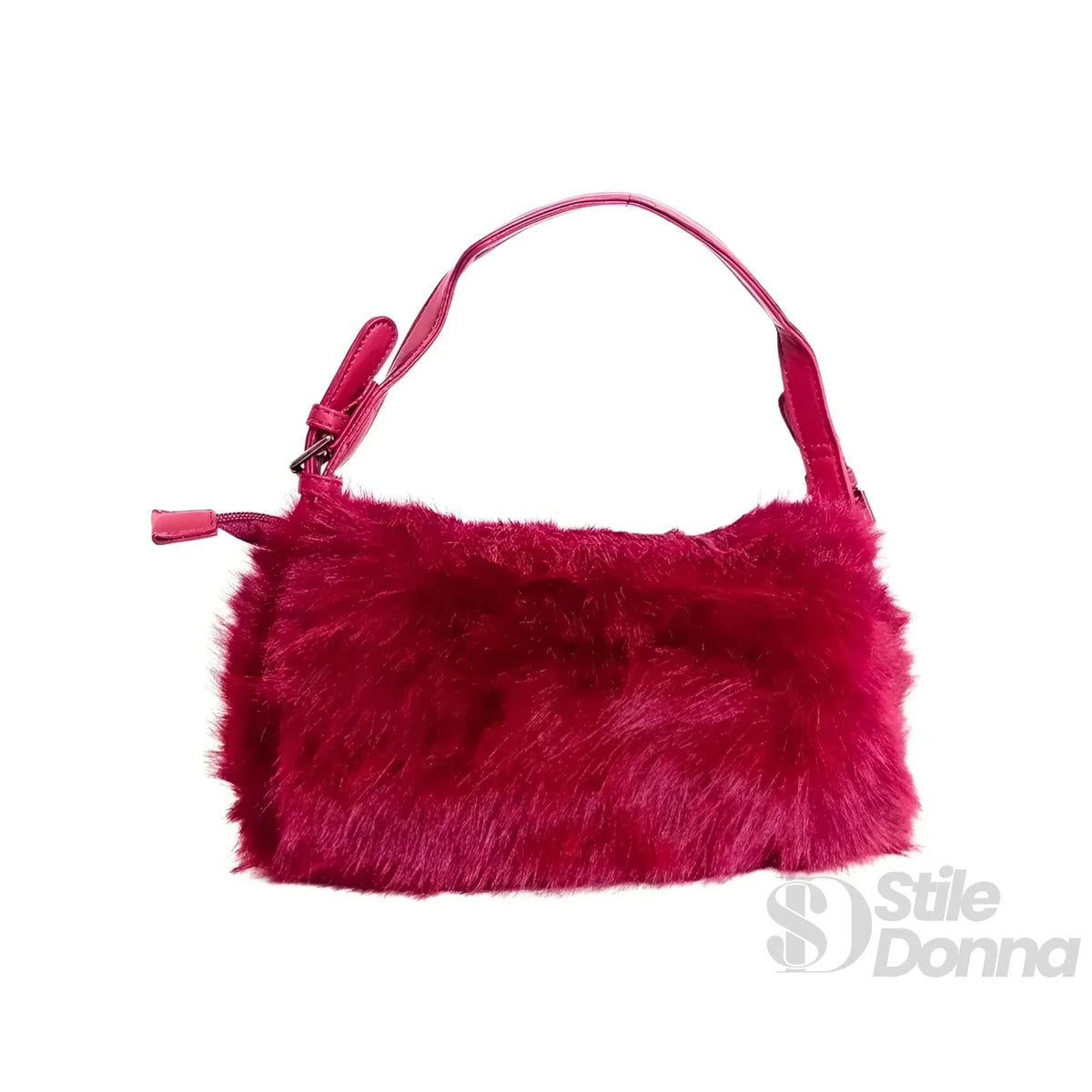 Rote Handtasche aus Kunstpelz