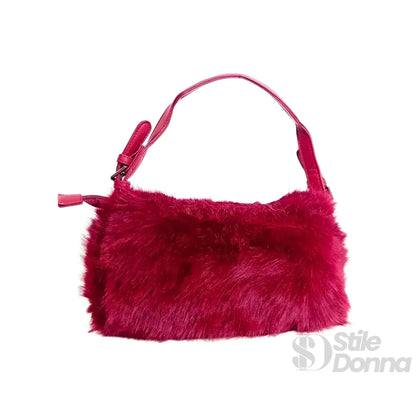 Rote Handtasche aus Kunstpelz
