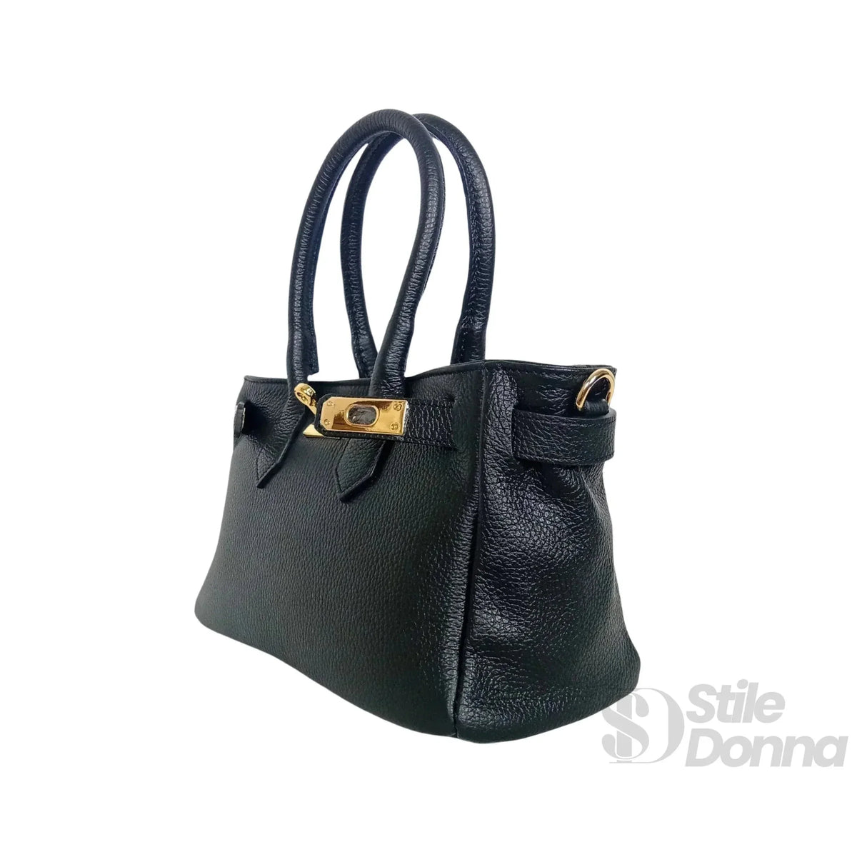 Sac à main en cuir véritable avec détails dorés