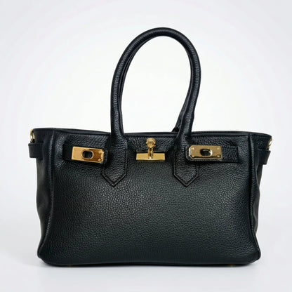 Sac à main en cuir véritable avec détails dorés