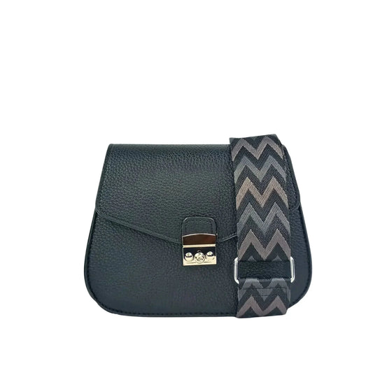 Black Flap Bag with Silver Clasp