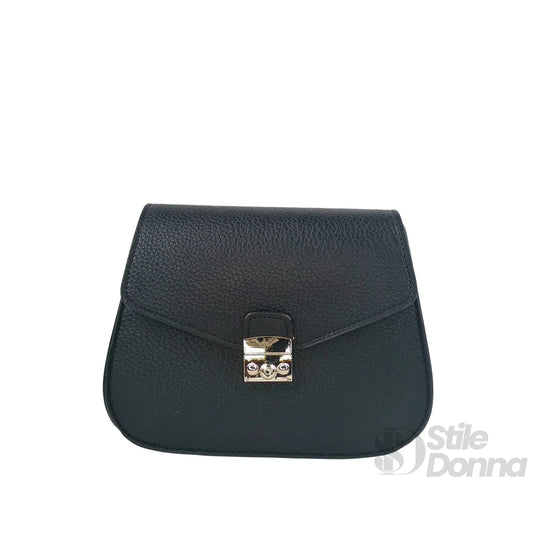 Black Flap Bag with Silver Clasp